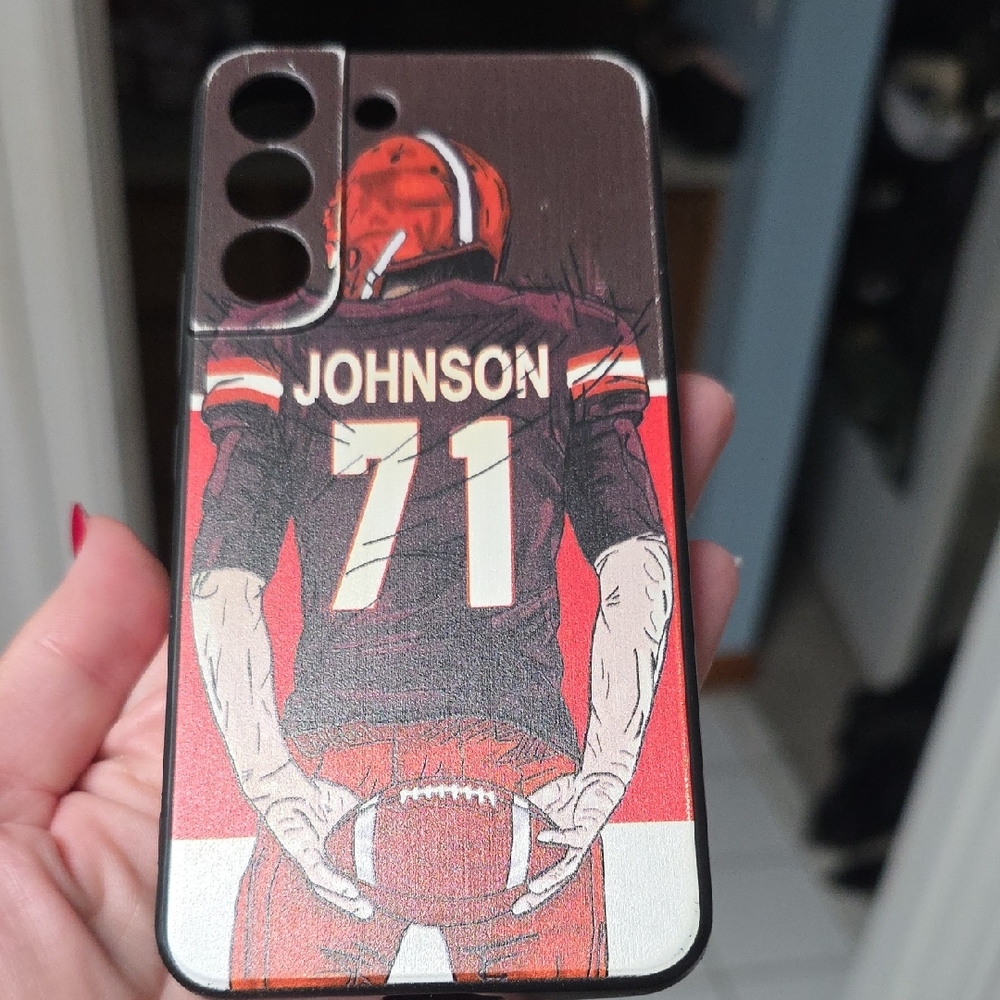 Custom Football Player Phone Case - Brown and Orange Samsung S22